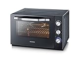 SEVERIN XXL Back- und Toastofen mit Umluftfunktion, Backofen mit Grillrost, Backblech, Drehspieß und Pizzastein, vielseitiger Heißluftofen mit 60 L Kapazität, 2.200 W, schwarz, TO 2066