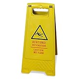 Achtung! Rutschgefahr Warnschild | Gelber Aufsteller zur Warnung vor nassen Böden | Einsetzbar in Hotels, Bürogebäude, Werkstatt, sowohl Innen- und Außenbereich | Beidseitig b