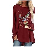 HHOP Weihnachtskleid damenkleidung Pullover lang Damen stilloberteile v Pulli Damen Damenpullover arbeits Tshirt Damen Langarmshirts für Damen Bluse Damen Sommer jacken D