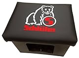 BierEx Handgefertigter Bierkastensitz Bierkastenhocker Bierkisten Bierkasten Sitz Sitzkissen Hocker Polster Aufsatz Sitzauflage Bank Kissen Getränkekiste(Logo:Schlüter Traktoren,Schwarz)