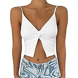 Bilbull Fashion Womens Sexy V-Ausschnitt Knoten Halter Kleines Tank Top Open Nabel Wrap Crop Damen Cami RüCkenfrei Kurz Weste Teenager MäDchen Armelloses Summer Hemd T-S