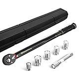 Wieprima Drehmomentschlüssel Auto 40-210 Nm 1/2'',7tlg. Set inkl. 4 Stecknüsse 17mm, 19mm, 21mm 24mm,Adapter 1/2' auf 3/8' und Verlängerung 125mm, Reifenschlüssel Auto (7tlg.Set Basic)