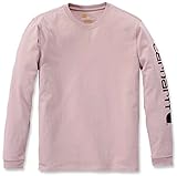 Carhartt Womens Workwear Logo Long-Sleeve T-Shirts, Rose Smoke Heather, XL