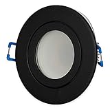 LED Einbaustrahler IP44 schwarz rund 5 Watt neutralweiß MR16 12V – Einbau-spot flach für Bad Außen als Deckenleuchte Decken-Strahler – Einbauleuchte 57mm Bohrloch Einbau-Lamp