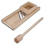 HOFMEISTER® Set aus 1x Edelstahl Profi-Krauthobel 80 cm & 1x Holz-Krautstampfer 60 cm, einfachen Schneiden & Stampfen, für Weißkraut, Rotkraut, Sauerkraut & Krautsalat, Made in EU