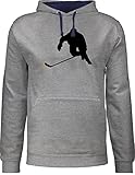 Shirtracer Eishockey Trikot Ersatz - Eishockey Sprint - XL - Grau meliert/Navy Blau - Warrior Hockey - JH003 - Hoodie zweifarbig und Kapuzenpullover für Herren und D