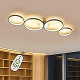 GBLY LED Dimmbar Deckenlampe Modern Wohnzimmerlampe 4 Flammig in Ringoptik, 55W Weiß Innen Deckenleuchte aus Aluminium Dekorative Kronleuchter für Schlafzimmer Wohnzimmer Büro Arbeitszimmer, 88