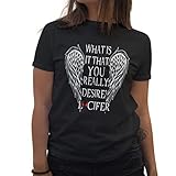 Lucifer Morningstar What is It That You Really Desire Damen Schwarz T-Shirt Size M
