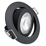 LED Einbaustrahler Ultraflach 5 Watt Schwarz schwenkbar 230V Rund warmweiß Deckenstrahler Spot Deckenspot L