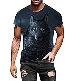 Brand Summer T-Shirt für Herren UK Wolf Katze Reh Foto Bild Tier Wildlife Raubtier Sly Sneaky Wild Cute Funny Pride T-Shirt Rundhals Kurzarm 3D Druck Tee Mode Casual, navy, L