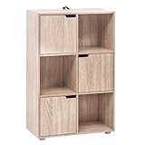 WOLTU Bücherregal SK001hei Bücherschrank Standregal Aufbewahrungregal Raumteiler Büroregal Aktenschrank, mit 3 Türen, MDF, 6 Fächer, 60x30x91