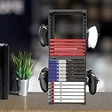 Watermelon Spielkarten-Aufbewahrungsständer für PS5, PS4, Xbox Spiele, Speicherturm -24 CD Game Disk Tower, VR/Headset-Aufhänger und vertikaler Ständer für PSVR