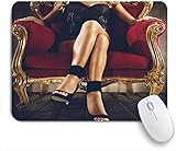 Wincan Mauspad, Sexy Frau Mode Königin Körper nur auf rotem Sofa sitzen, Customized Mousepad rutschfeste Gummi Gaming Mauspad Rechteck Mauspads für Computer Laptop