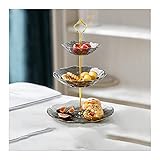 hongbanlemp Obstschale 3 Stufe Servierschale Glas Fruchtschale Multi-Layer Cake Tray Commercial Recept Pastry Dessert Display Stand Obstkorb (Color : A)