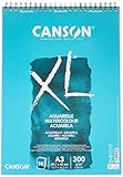 Canson 400039171 XL Aquarell Spiral Bastelblock, 300 g/m², A3-F