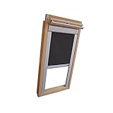 Verdunkelungsrollo THERMO Alu-Rückseite für VELUX Dachfenster TYP GGL/GPL/GGU/GPU - CK04 - Farbe Dunkelgrau - mit Aluminium Seitenschienen - KLICK Montag