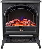 Elektrische Kaminheizung Innenheizung Freistehender Kaminofen Mit Realistischem Flammeneffekt - Überhitzungsschutz - 17 Zoll 1800 W - Weiß Schw