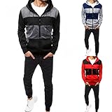 Jogginganzug Herren Trainingsanzug Herren Frühling Warm Sportanzug Zweiteilig Männer Pullover mit Kapuze Fashion Jogginghose Herren Set Kapuzen Sportswear Anzug Casual Sporthose Jogging Freizeitanzug