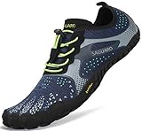 SAGUARO Outdoor Sport Barfußschuhe Damen Traillaufschuhe Herren Fitnessschuhe Atmungsaktive Zehenschuhe rutschfest Trekking Wander Schuhe Unisex Blau Gr.44