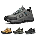 Bandkos Trekkingschuhe Herren Wanderschuhe Leichte Atmungsaktiv Outdoor Sportschuhe rutschfeste Hiking Sneaker Schwarz Grün Khaki Größe 39-47,2006GY39