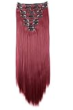 PRETTYSHOP XXL 50cm 8 Teile Set CLIP IN EXTENSIONS Haarverlängerung Haarteil Glatt Rot CES112