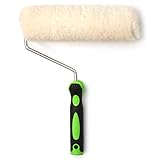Profi Farbroller aus Lammfell mit 25cm Farbwalze - auf Teleskopstange aufsteckbar - mittelraue bis raue Untergründe - perfekt für Wandfarbe, Fassadenfarbe, Streichp