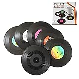 wongwongcat Untersetzer, Retro CD-Schallplatten-Untersetzer für Kaffee, Getränke, Geschirr, rutschfeste Coasters (6 Stück)