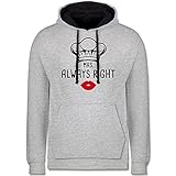 Shirtracer Küche - Mrs Always Right - schwarz - XL - Grau meliert/Navy Blau - Statement - JH003 - Hoodie zweifarbig und Kapuzenpullover für Herren und D