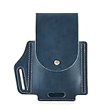 Leder Retro Handytasche Outdoor Sport Herren Tasche Hängetasche Crazy Horse Ledergürtel Handytasche, blau, M