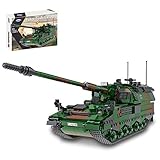 BGOOD Technik Panzer Bausteine Bausatz, 1345 Teile Deutscher Panzer Haubitze PzH-2000 WW2 Militär Panzer Modell für Kinder und Erwachsene, Kompatibel mit Lego T