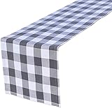RERI Hochwertiger Tischläufer aus Baumwolle (Grau&Weiß, 35 * 150cm)