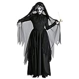 chuangminghangqi. Hexenkostüm Vampirkleid Halloween Damen Karneval Frau Erwachsene Cosplay Kleid Horror Weiblich Gespenst Brautkleid Party Kleid, Schwarz L