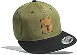 Cap Hirsch (Leder-Patch) Outdoor Cap Herren Flexfit Snapback - Basecap Herren & Damen - Kletter Ausrüstung Wander Zubehör (Green-Black)