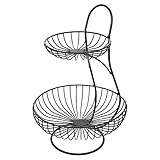 NOLITOY Obstkorb mit 2 Etagen, französischer Landhausstil, Drahtkorb, Obstkorb, Ständer zur Aufbewahrung von Gemüse, Eiern und mehr für Thek