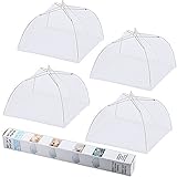 ipow Update Mesh-Material 4 Pack Fliegenhaube 41x41cm Großer Taschenschirm Lebensmittel Abdeckung Zelt vor Insekten schützen, Faltbar (Weiß)