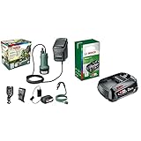 Bosch Tauchpumpe GardenPump 18 (1x Akku, 18-Volt-System, max. Länge des Gartenschlauchs: 25 m, im Karton) & Ah (18 Volt System, 2.5Ah Akku, im Karton)