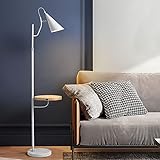 Stehleuchte Wohnzimmer Modern, Stehlampe mit USB Charging Port und Verstellbarer Lampenhalter Standlampe Schlafzimmer mit Fußschalter, Marmorsockel (Color : White)