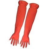 ASOCEA Aquarienwartung Handschuhe Wasserdichtes Latex Wiederverwendbares Aquarium Reinigungswerkzeug - 1 Paar Orang