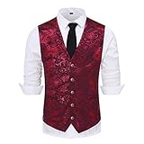 Allthemen Weste Herren Westen Gilet Jacquard Anzugweste für Hochzeit und Party