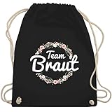 Shirtracer JGA Junggesellenabschied Frauen - Team Braut Blumenkranz - Unisize - Schwarz - jga - WM110 - Turnbeutel und Stoffbeutel aus Baumw