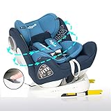 Daliya Sedion Kinderautositz 0-36KG 360° Blau, mitwachsender Autositz, Kindersitz GR. 0+1+2+3, Isofix Fix, Top Tether, 5 Punkt Sicherheitsgurt, incl. Sonnenverdeck, 2x Isofix Einbauhilfe…