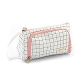 Wudang Federmäppchen Rosa Groß, Federtaschen Teenager Mädchen, Etui Stifte 3 Fach Pink, Große Kapazität Briefpapier Pouch Stifte Etui Mäppchen mädchen teenager, Leinen, 20 * 11CM (B)