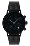 Gigandet Herrenuhr Schwarz Chronograph Quarz Analog mit Edelstahlarmband G32-008
