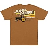 John Deere Men's Heather Orange Short Sleeve T-Shirt 70'S Look-Light Pumpkin-M