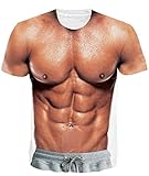 Fanient Hässliches Tshirt Herren 3D Brustmuskeln Muster für Halloween Karneval Kostüm XL