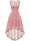 MuaDress 6006 Elegante Abendkleider Cocktailkleider Damenkleider Brautjungfernkleider aus Spitzen Knielange Rockabilly Ballkleid Rund Ausschnitt Blush XL