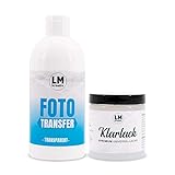 LM-Kreativ Foto Transfer Medium Kennenlern Set (500 ml & 250 ml) Photo Transfer - Fototransfer zum Übertragen auf Holz, UVM. - Foto Transfer Papier -Ausdrucke - Made in Germany