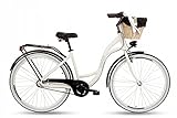 Goetze Style Alu Rahmen Damenfahrrad Retro Vintage Citybike, 28 Zoll Räder, 3 Gang, Shimano Nexus, Rücktrittbremse, Tiefeinstieger, Korb mit Polsterung Gratis!