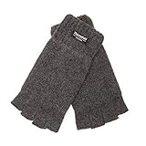 EEM Herren Halbfinger Strickhandschuhe KARLO mit Thinsulate Thermofutter, Strickmaterial aus 100% Wolle Anthrazit S