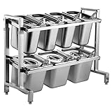 DUTUI Edelstahl-Gewürzregal, Gewürzbox-Set enthält 4 Stück 1/9 Boxen und 3 Stück 1/6 Box Edelstahl-Pfannen für Salat/EIS/Gewü